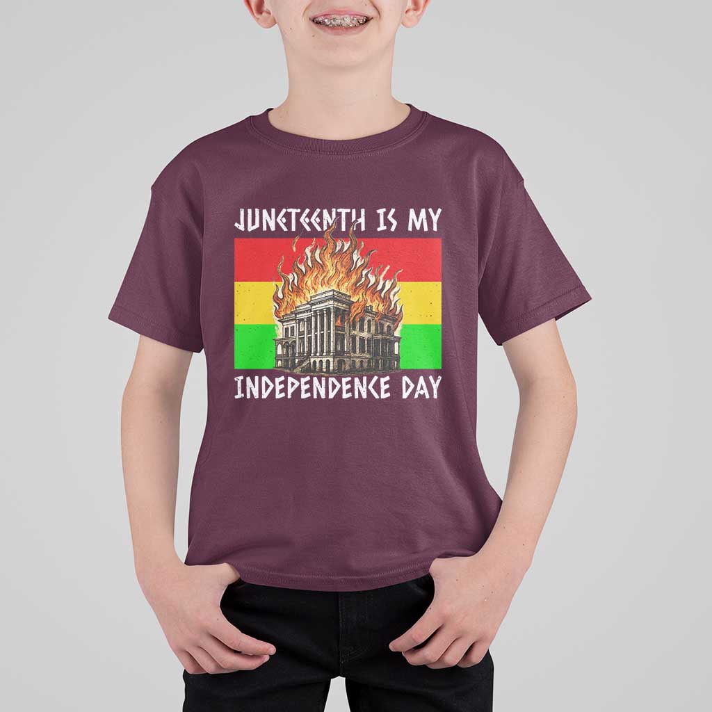 Juneteenth Is My Independence Day T Shirt For Kid Bold Afro Liberation Pan-African Flag - Wonder Print Shop