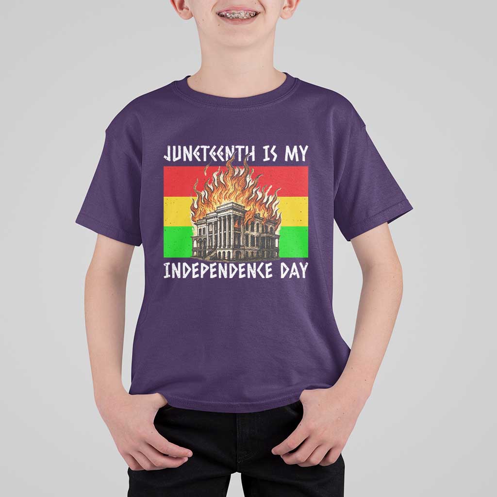 Juneteenth Is My Independence Day T Shirt For Kid Bold Afro Liberation Pan-African Flag - Wonder Print Shop