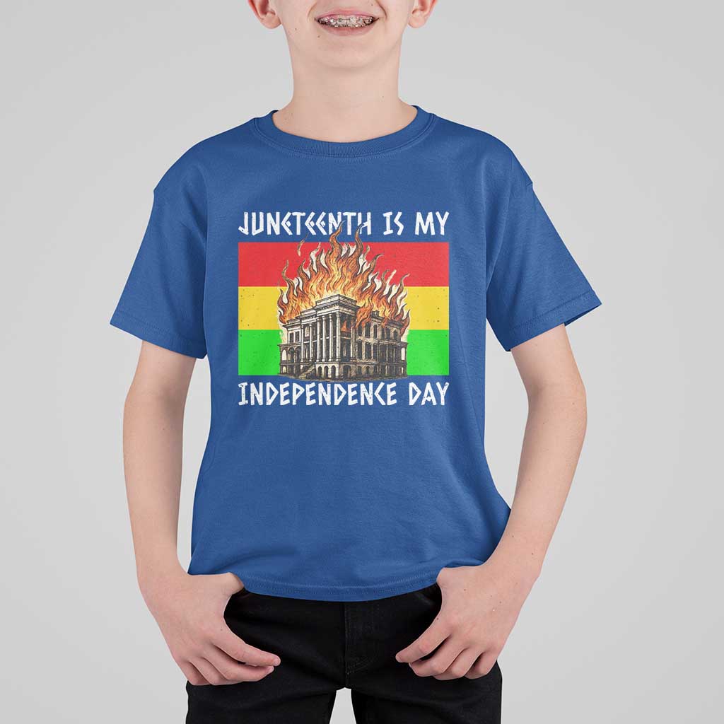 Juneteenth Is My Independence Day T Shirt For Kid Bold Afro Liberation Pan-African Flag - Wonder Print Shop