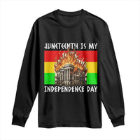 Juneteenth Is My Independence Day Long Sleeve Shirt Bold Afro Liberation Pan-African Flag - Wonder Print Shop