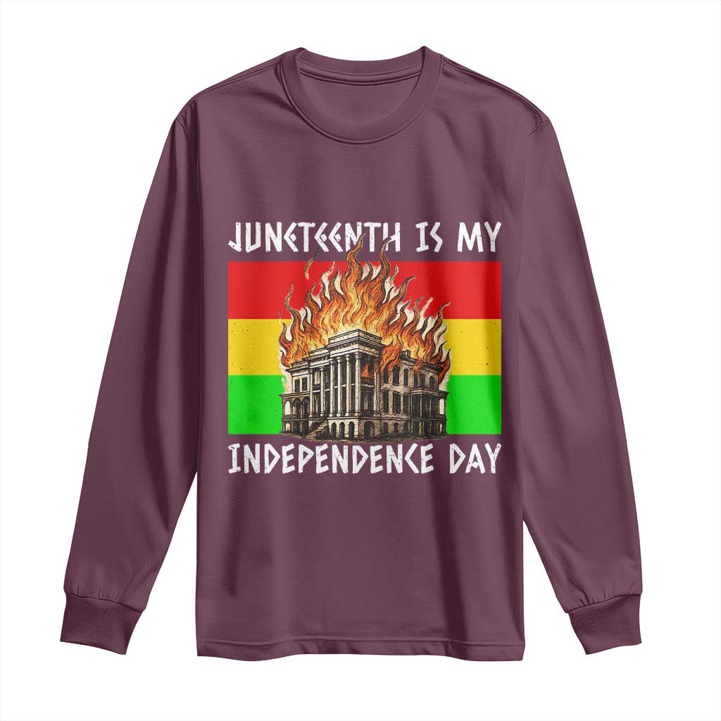 Juneteenth Is My Independence Day Long Sleeve Shirt Bold Afro Liberation Pan-African Flag - Wonder Print Shop