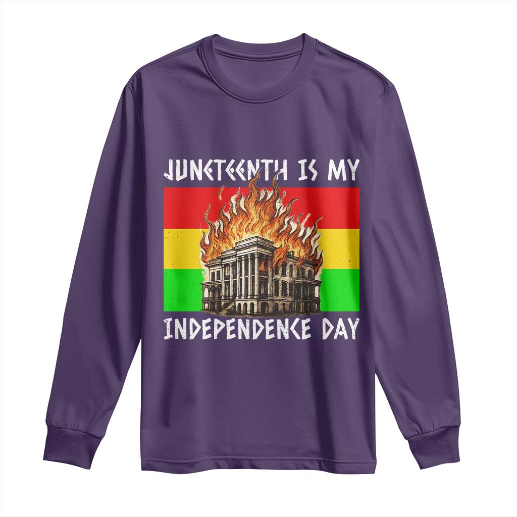 Juneteenth Is My Independence Day Long Sleeve Shirt Bold Afro Liberation Pan-African Flag - Wonder Print Shop