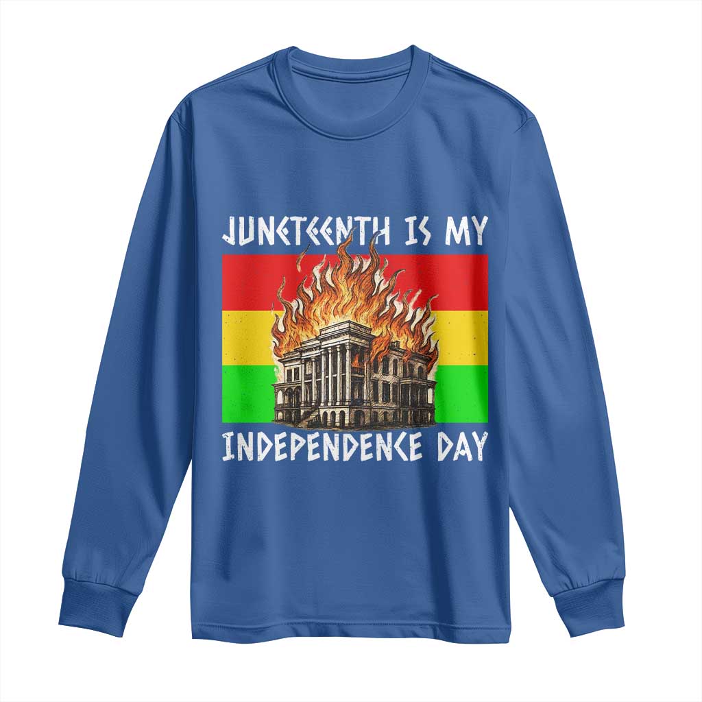 Juneteenth Is My Independence Day Long Sleeve Shirt Bold Afro Liberation Pan-African Flag - Wonder Print Shop