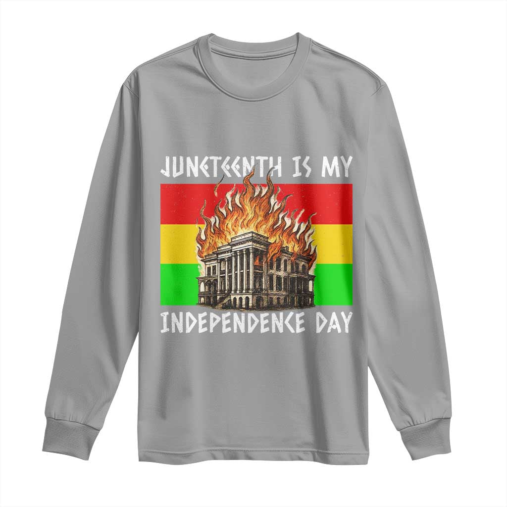Juneteenth Is My Independence Day Long Sleeve Shirt Bold Afro Liberation Pan-African Flag - Wonder Print Shop