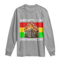 Juneteenth Is My Independence Day Long Sleeve Shirt Bold Afro Liberation Pan-African Flag - Wonder Print Shop