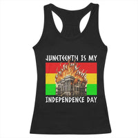 Juneteenth Is My Independence Day Racerback Tank Top Bold Afro Liberation Pan-African Flag - Wonder Print Shop