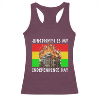 Juneteenth Is My Independence Day Racerback Tank Top Bold Afro Liberation Pan-African Flag - Wonder Print Shop