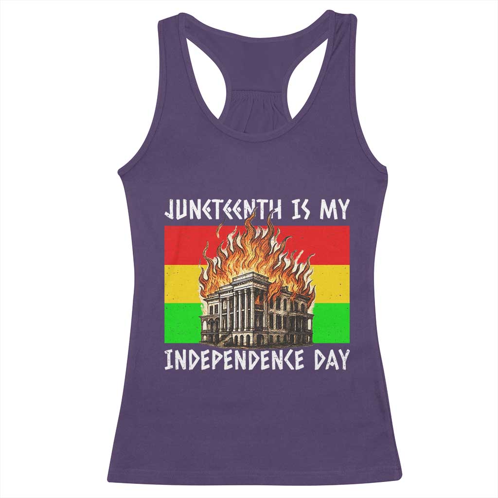 Juneteenth Is My Independence Day Racerback Tank Top Bold Afro Liberation Pan-African Flag - Wonder Print Shop