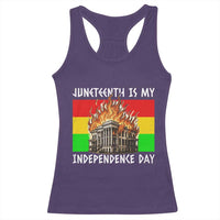 Juneteenth Is My Independence Day Racerback Tank Top Bold Afro Liberation Pan-African Flag - Wonder Print Shop