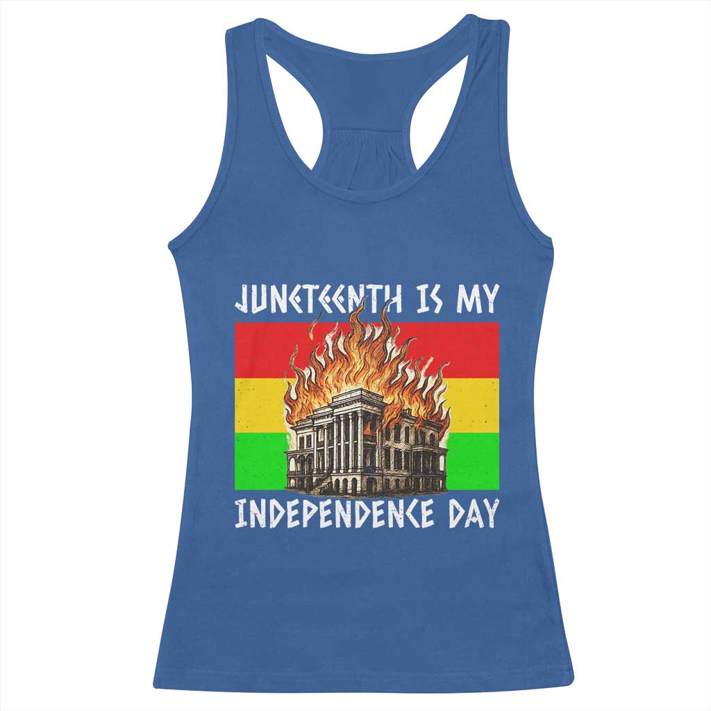 Juneteenth Is My Independence Day Racerback Tank Top Bold Afro Liberation Pan-African Flag - Wonder Print Shop