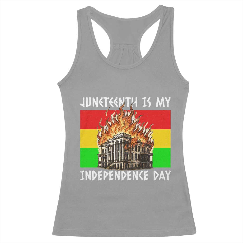 Juneteenth Is My Independence Day Racerback Tank Top Bold Afro Liberation Pan-African Flag - Wonder Print Shop