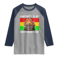 Juneteenth Is My Independence Day Raglan Shirt Bold Afro Liberation Pan-African Flag - Wonder Print Shop