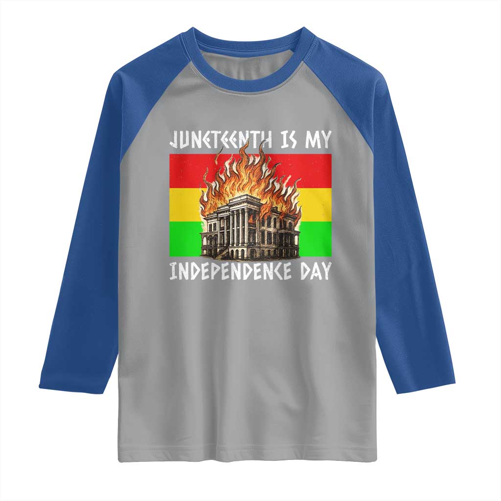 Juneteenth Is My Independence Day Raglan Shirt Bold Afro Liberation Pan-African Flag - Wonder Print Shop