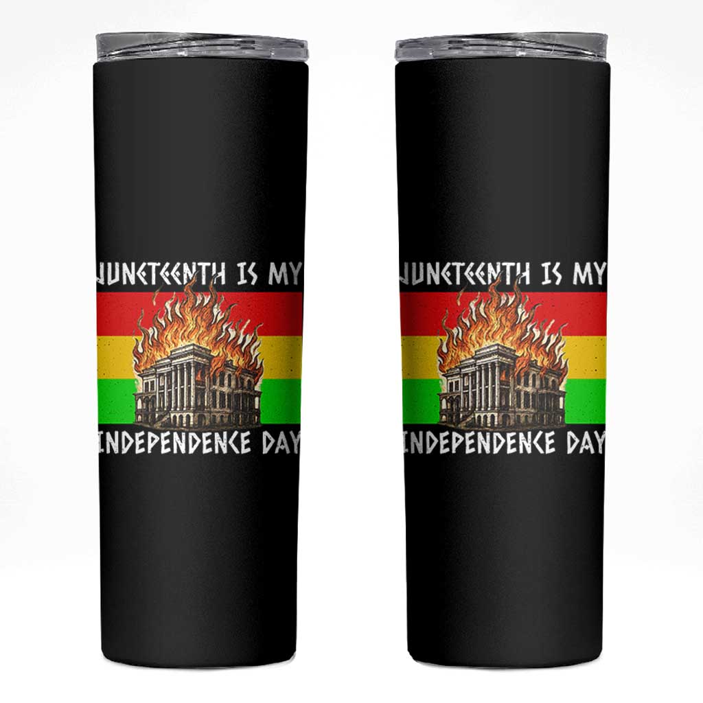 Juneteenth Is My Independence Day Skinny Tumbler Bold Afro Liberation Pan-African Flag - Wonder Print Shop