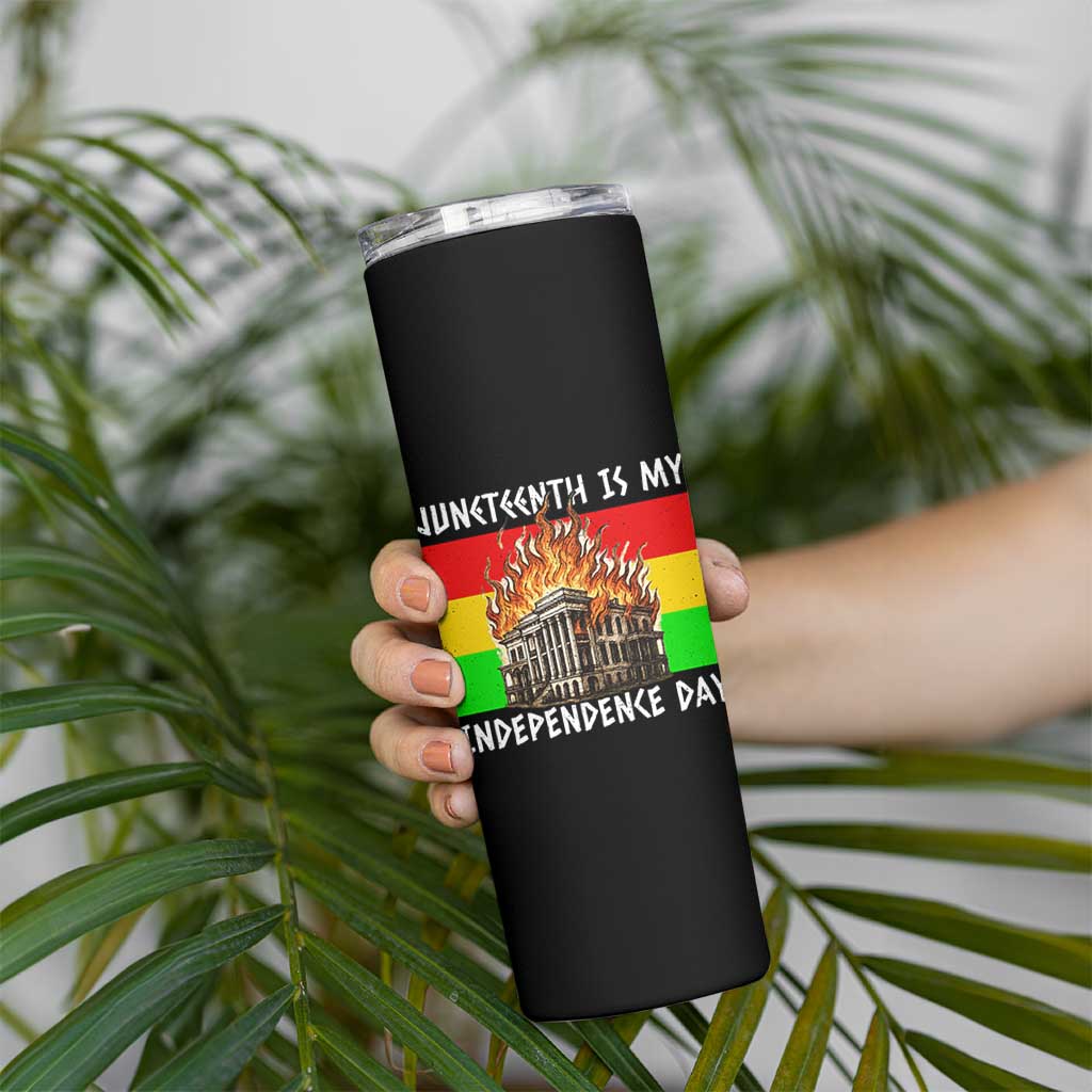 Juneteenth Is My Independence Day Skinny Tumbler Bold Afro Liberation Pan-African Flag - Wonder Print Shop