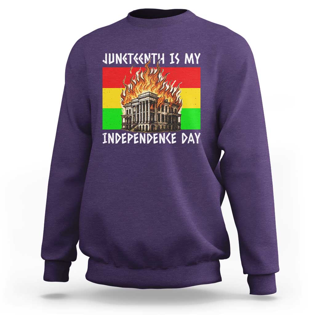 Juneteenth Is My Independence Day Sweatshirt Bold Afro Liberation Pan-African Flag - Wonder Print Shop