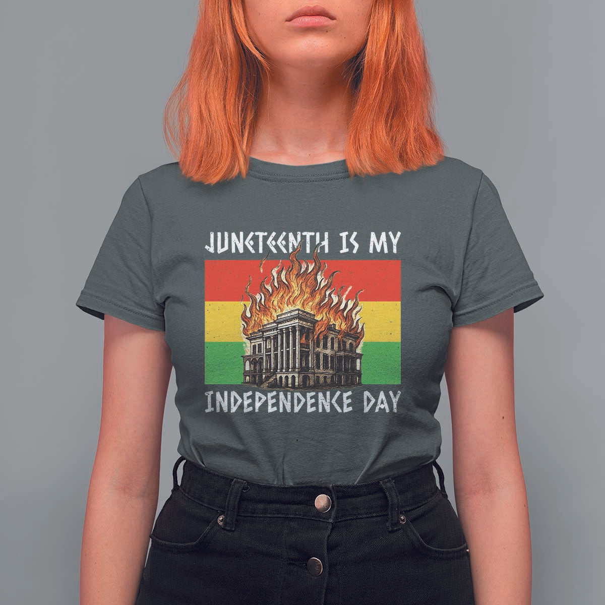 Juneteenth Is My Independence Day T Shirt For Women Bold Afro Liberation Pan-African Flag - Wonder Print Shop