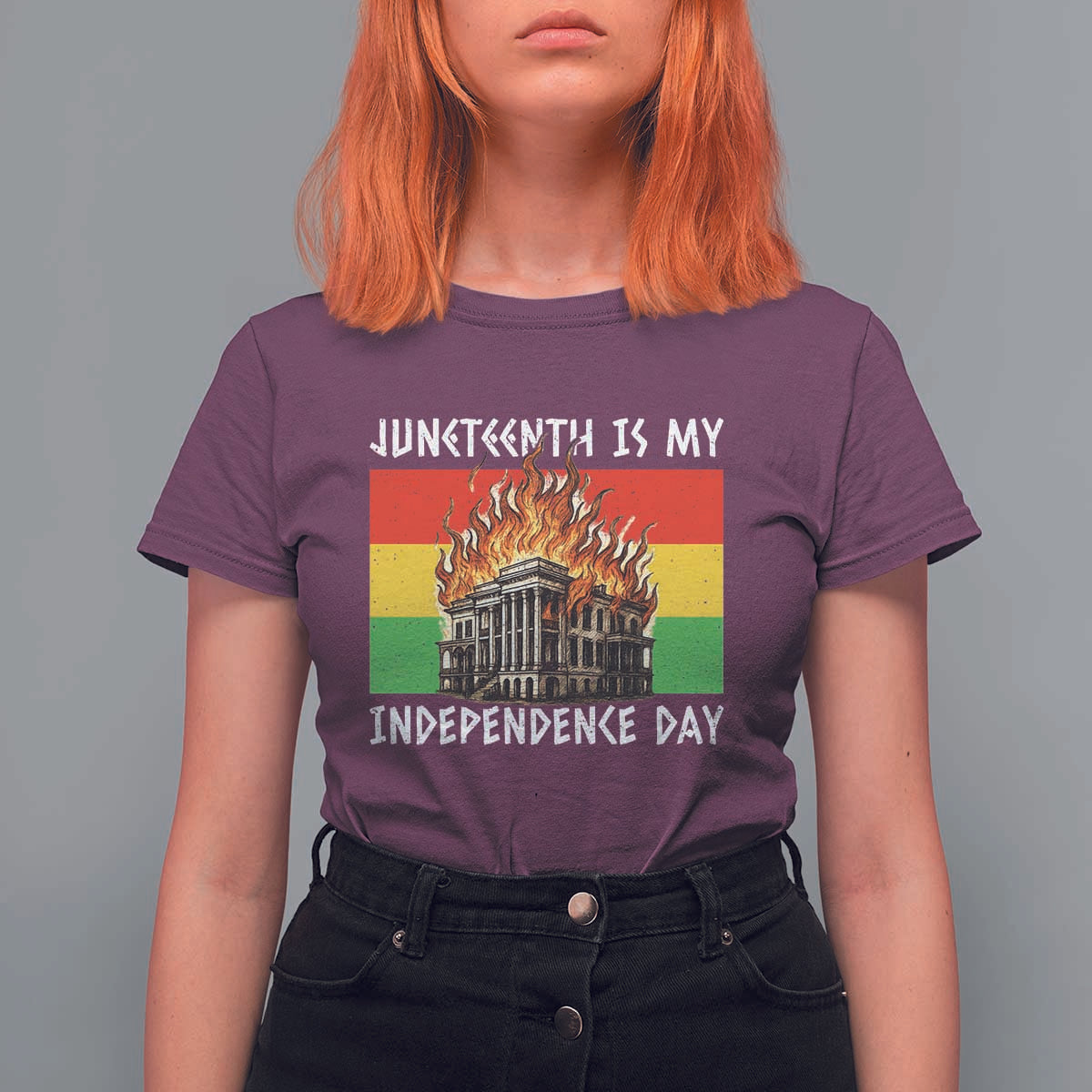 Juneteenth Is My Independence Day T Shirt For Women Bold Afro Liberation Pan-African Flag - Wonder Print Shop