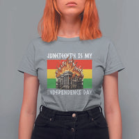 Juneteenth Is My Independence Day T Shirt For Women Bold Afro Liberation Pan-African Flag - Wonder Print Shop