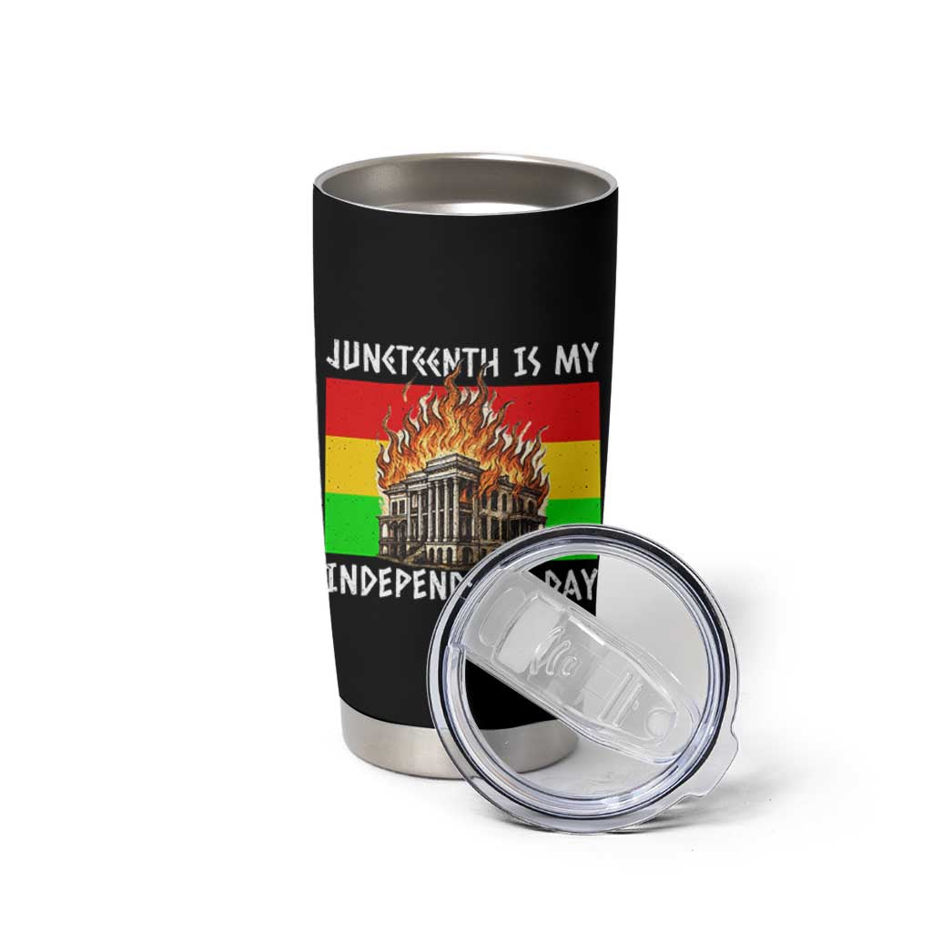 Juneteenth Is My Independence Day Tumbler Cup Bold Afro Liberation Pan-African Flag - Wonder Print Shop