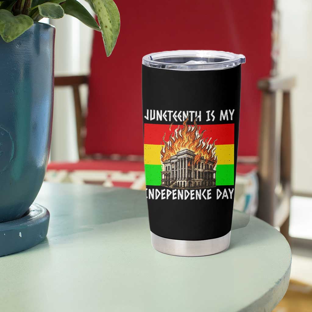 Juneteenth Is My Independence Day Tumbler Cup Bold Afro Liberation Pan-African Flag - Wonder Print Shop