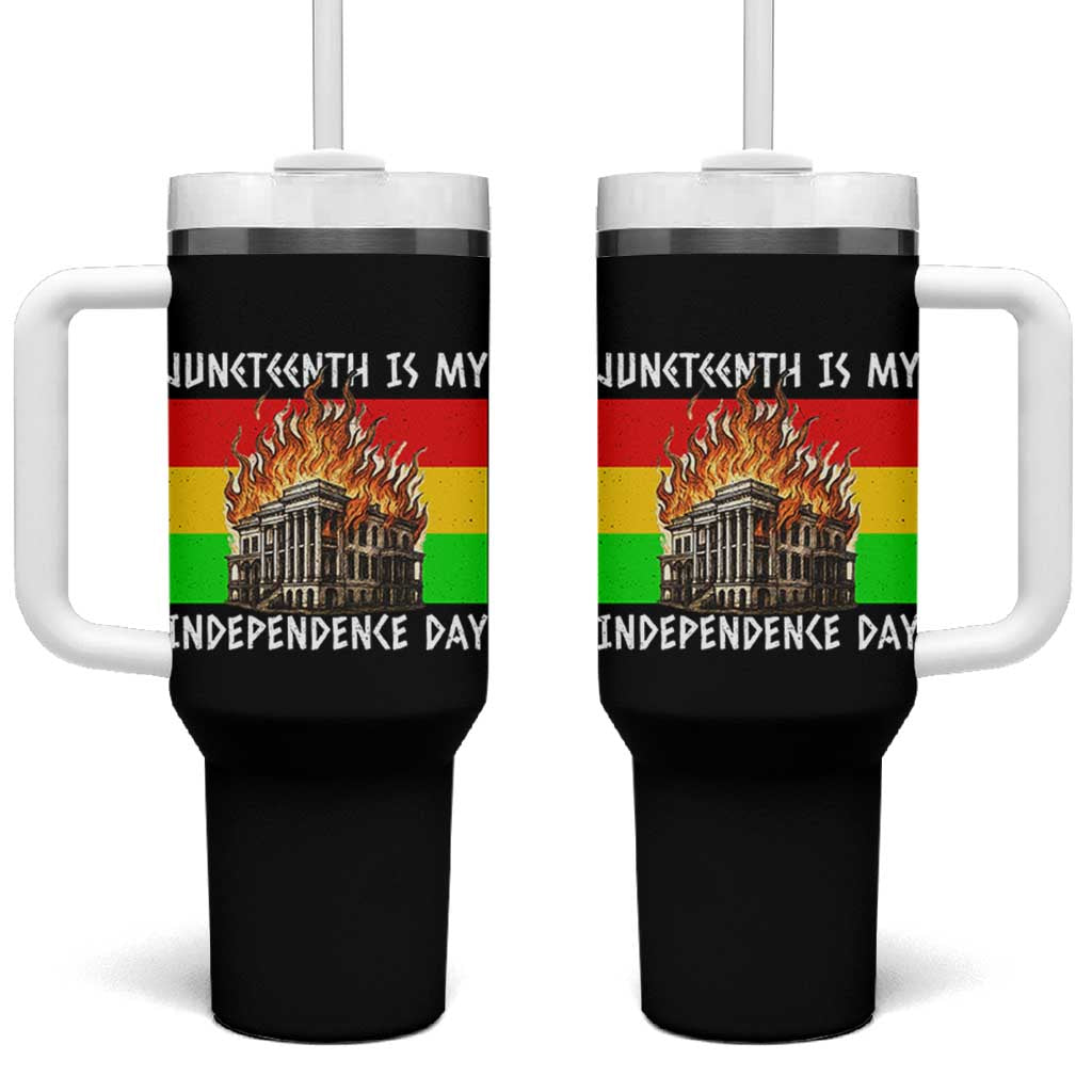 Juneteenth Is My Independence Day Tumbler With Handle Bold Afro Liberation Pan-African Flag - Wonder Print Shop