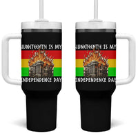 Juneteenth Is My Independence Day Tumbler With Handle Bold Afro Liberation Pan-African Flag - Wonder Print Shop