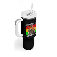 Juneteenth Is My Independence Day Tumbler With Handle Bold Afro Liberation Pan-African Flag - Wonder Print Shop