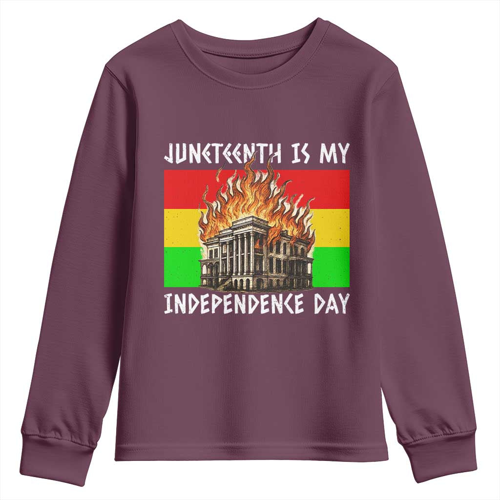 Juneteenth Is My Independence Day Youth Sweatshirt Bold Afro Liberation Pan-African Flag - Wonder Print Shop