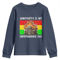 Juneteenth Is My Independence Day Youth Sweatshirt Bold Afro Liberation Pan-African Flag - Wonder Print Shop