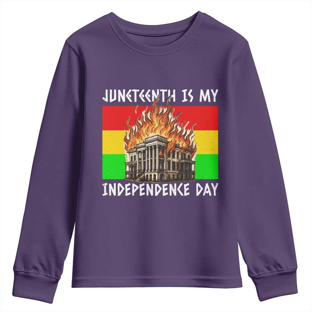 Juneteenth Is My Independence Day Youth Sweatshirt Bold Afro Liberation Pan-African Flag - Wonder Print Shop