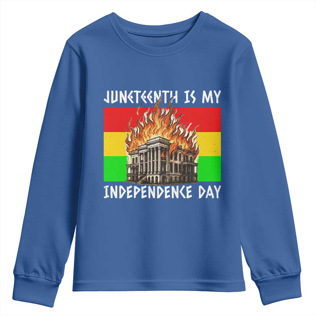 Juneteenth Is My Independence Day Youth Sweatshirt Bold Afro Liberation Pan-African Flag - Wonder Print Shop