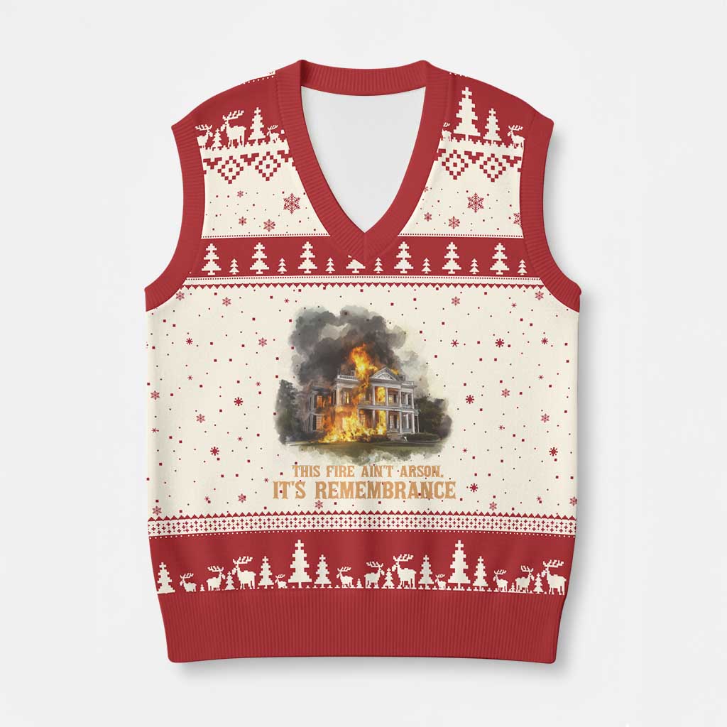 Juneteenth Ancestral Justice V-Neck Knit Sweater Vest This Fire Aint Arson It is Remembrance Black History - Wonder Print Shop