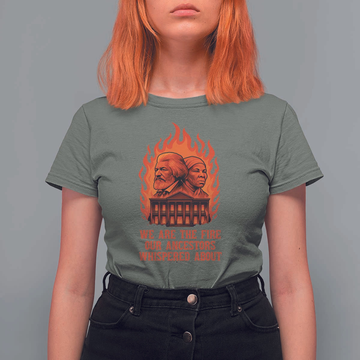Harriet Tubman and Frederick Douglass T Shirt For Women We Are the Fire Our Ancestors Whispered About Juneteenth 1865 - Wonder Print Shop
