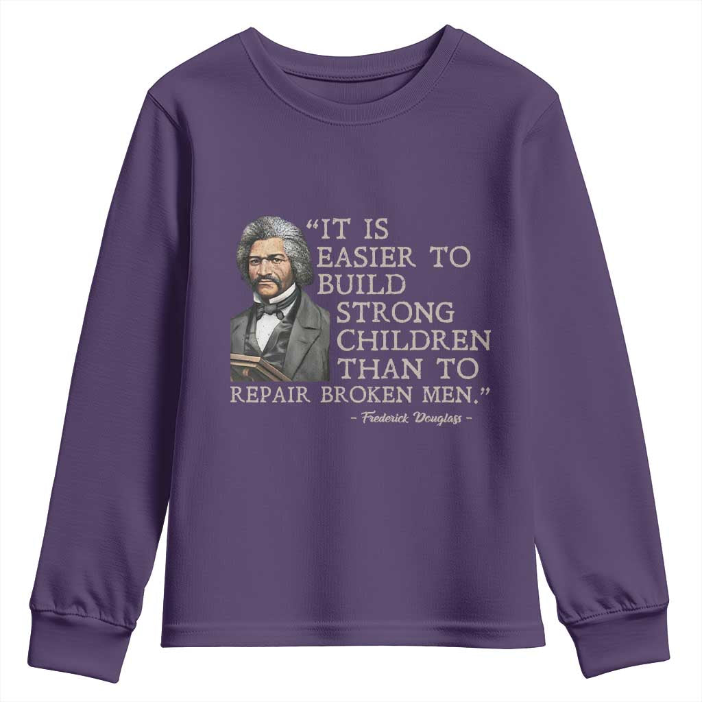 Vintage Frederick Douglass Youth Sweatshirt It Is Easier To Build Strong Children Than To Repair Broken Men - Wonder Print Shop