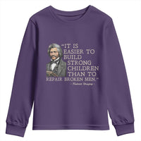 Vintage Frederick Douglass Youth Sweatshirt It Is Easier To Build Strong Children Than To Repair Broken Men - Wonder Print Shop