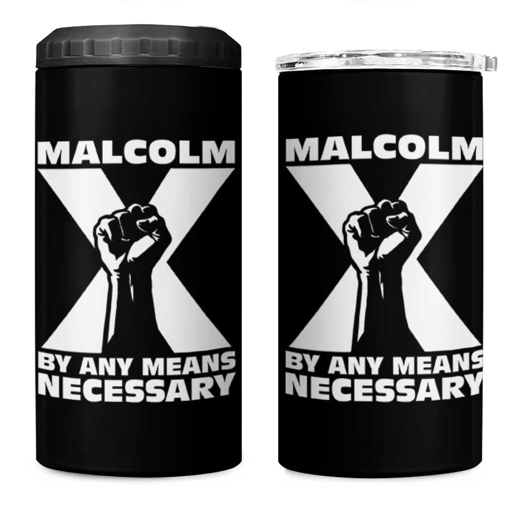 Malcolm X Power Fist 4 in 1 Can Cooler Tumbler Civil Rights Leader Pride Bold Statement - Wonder Print Shop