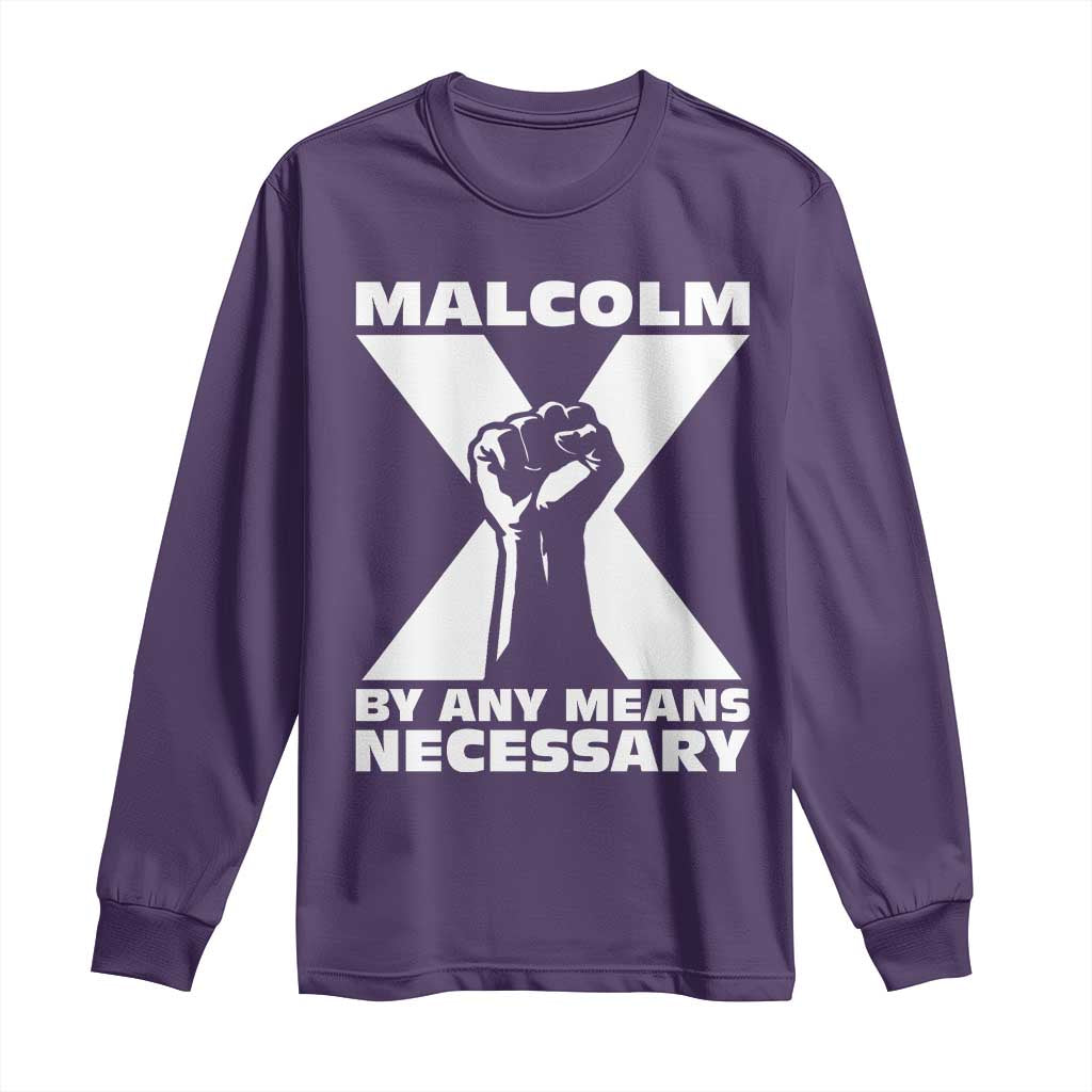 Malcolm X Power Fist Long Sleeve Shirt Civil Rights Leader Pride Bold Statement - Wonder Print Shop