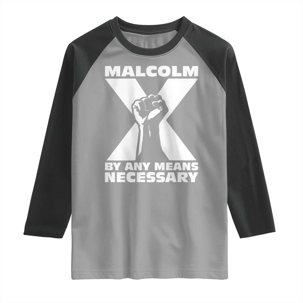 Malcolm X Power Fist Raglan Shirt Civil Rights Leader Pride Bold Statement - Wonder Print Shop