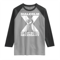 Malcolm X Power Fist Raglan Shirt Civil Rights Leader Pride Bold Statement - Wonder Print Shop