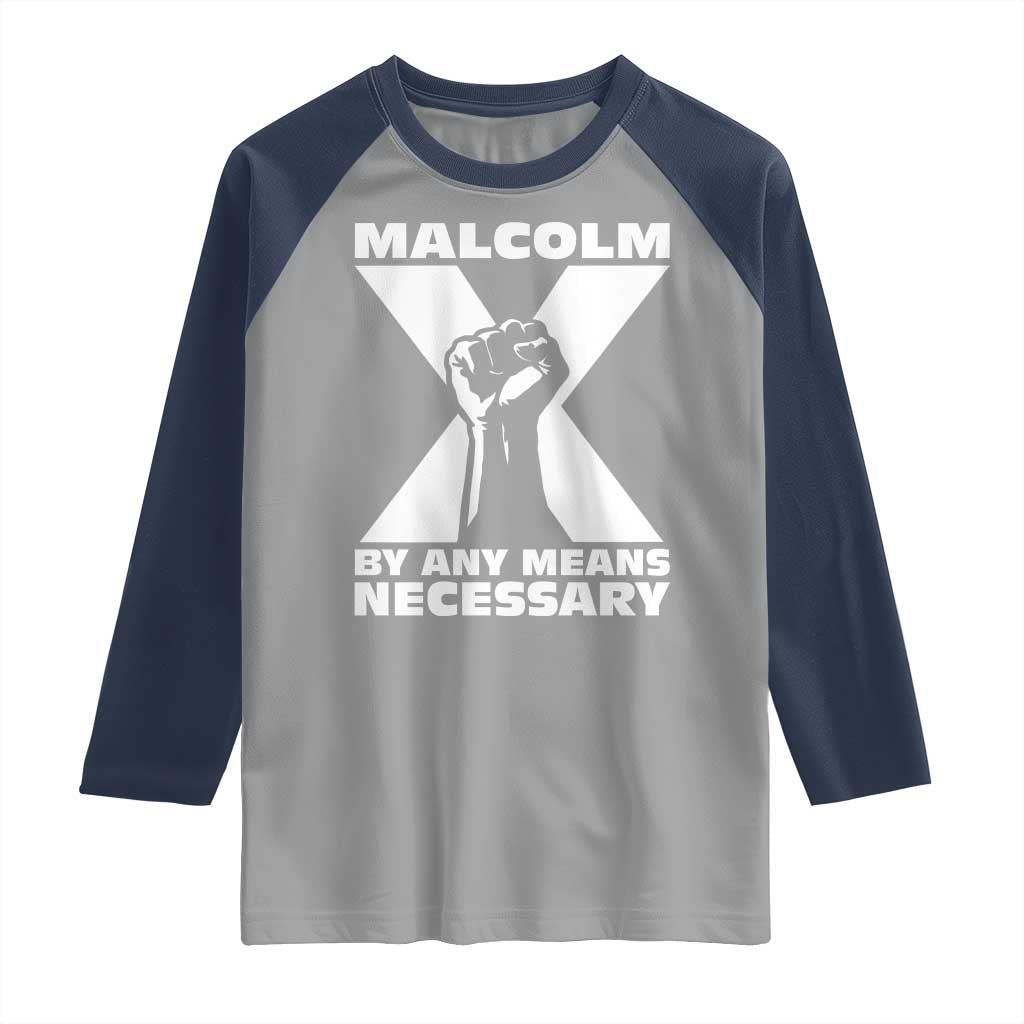 Malcolm X Power Fist Raglan Shirt Civil Rights Leader Pride Bold Statement - Wonder Print Shop