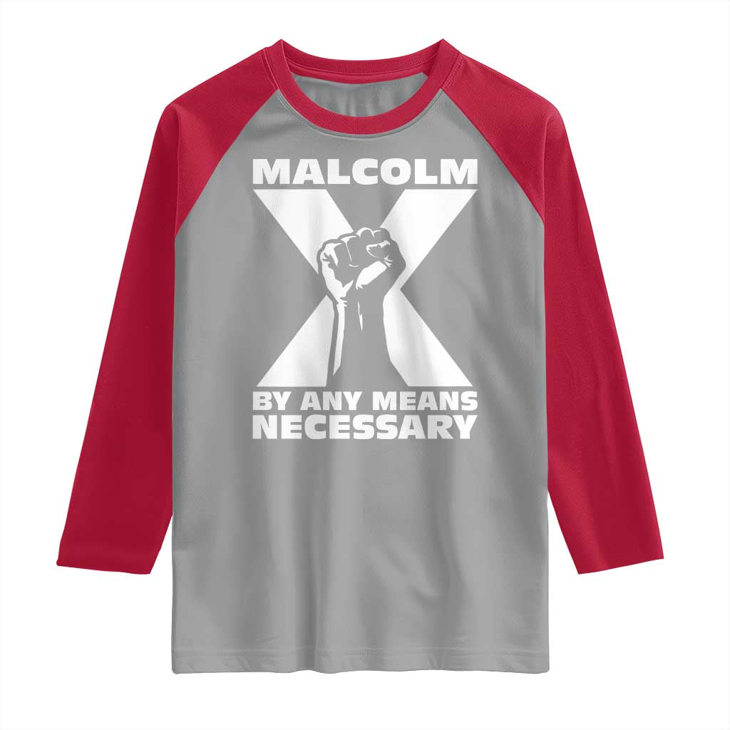 Malcolm X Power Fist Raglan Shirt Civil Rights Leader Pride Bold Statement - Wonder Print Shop
