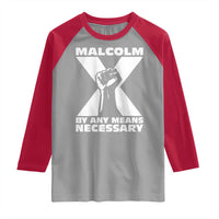 Malcolm X Power Fist Raglan Shirt Civil Rights Leader Pride Bold Statement - Wonder Print Shop