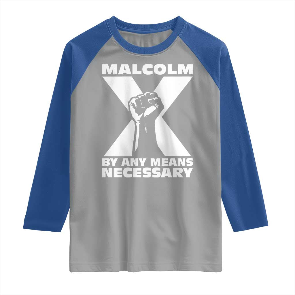 Malcolm X Power Fist Raglan Shirt Civil Rights Leader Pride Bold Statement - Wonder Print Shop
