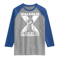 Malcolm X Power Fist Raglan Shirt Civil Rights Leader Pride Bold Statement - Wonder Print Shop
