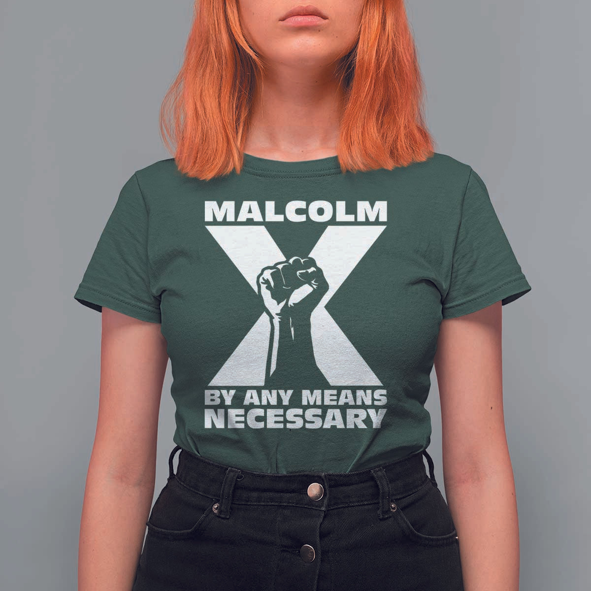 Malcolm X Power Fist T Shirt For Women Civil Rights Leader Pride Bold Statement - Wonder Print Shop