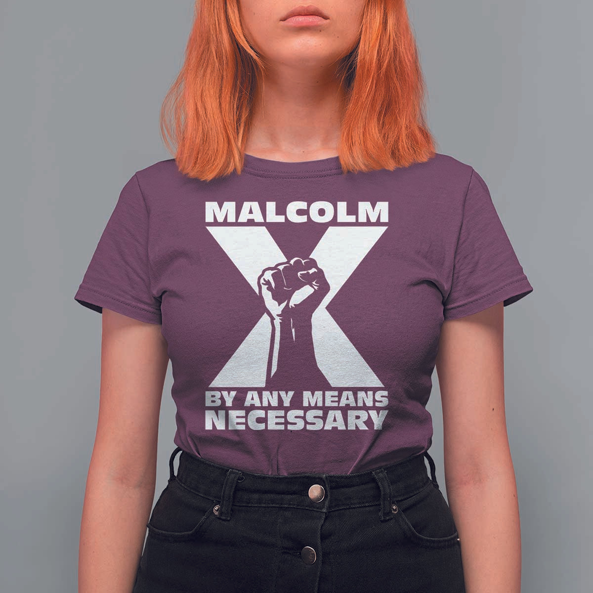 Malcolm X Power Fist T Shirt For Women Civil Rights Leader Pride Bold Statement - Wonder Print Shop