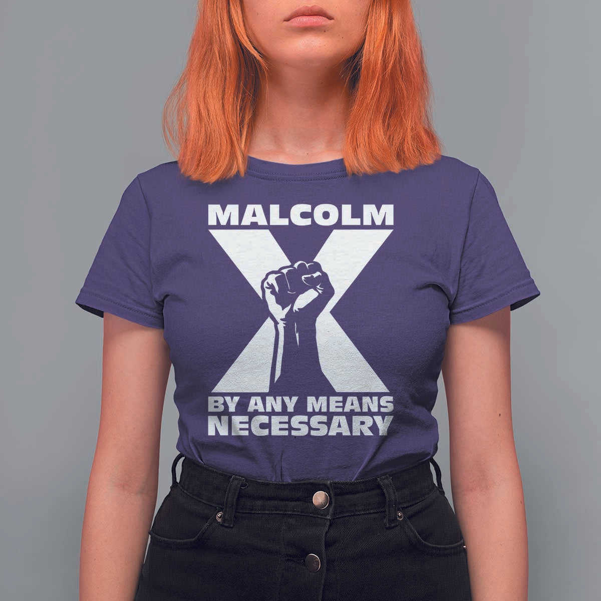 Malcolm X Power Fist T Shirt For Women Civil Rights Leader Pride Bold Statement - Wonder Print Shop
