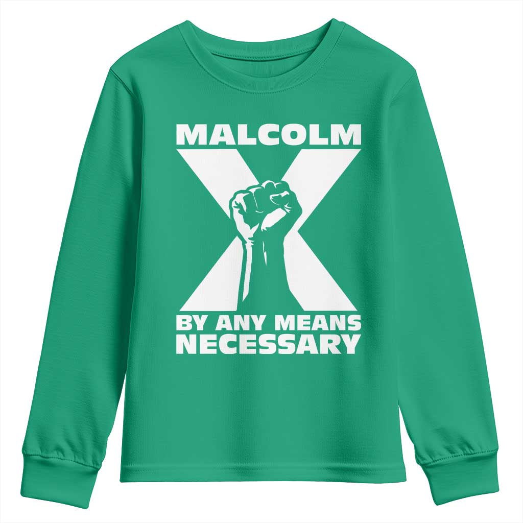 Malcolm X Power Fist Youth Sweatshirt Civil Rights Leader Pride Bold Statement - Wonder Print Shop