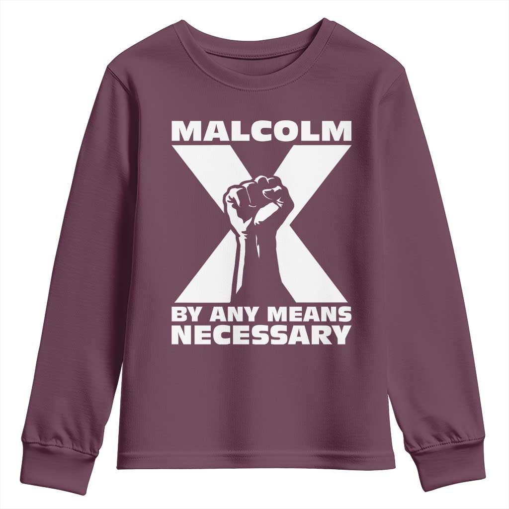 Malcolm X Power Fist Youth Sweatshirt Civil Rights Leader Pride Bold Statement - Wonder Print Shop